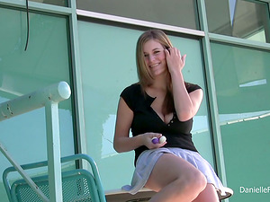 Smoking hot Danielle is masturbating in public