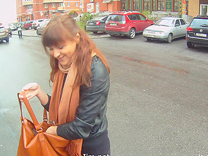 Sizzling Brown-haired With Petite Beautiful Tits Sucking Her Beau's Man rod In Public