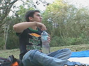 Nasty can injection for a widely opened faggot asshole outdoors