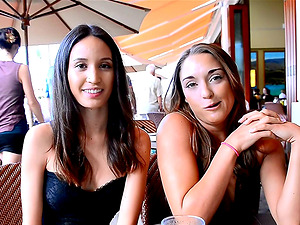 Adventurous Pair of lezzies in a magnificent public flash of a hot arse