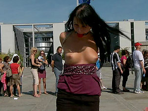 Mouth and Labia Drilling after Public Indignity for Dark haired Stunner