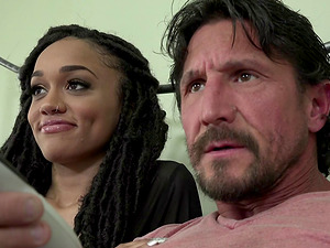 Salacious Julie Kay having fun Tommy Gunn's fleshy throbbing cock