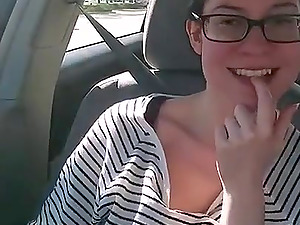 Hot teen girl strips in her car