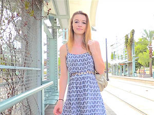 Blonde playful model Kenzi likes to expose her pussy in public