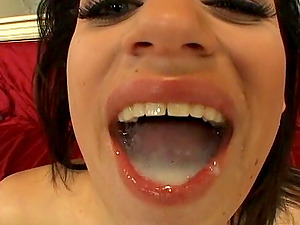 Provocative model Mia Bang enjoys getting double penetrated by studs