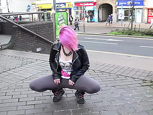 Dolly Kitten enjoys while flashing her tits outdoors in public