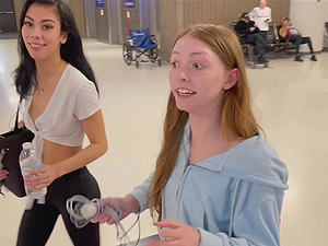 Watch provocative Myra and Mila getting naughty in a public place
